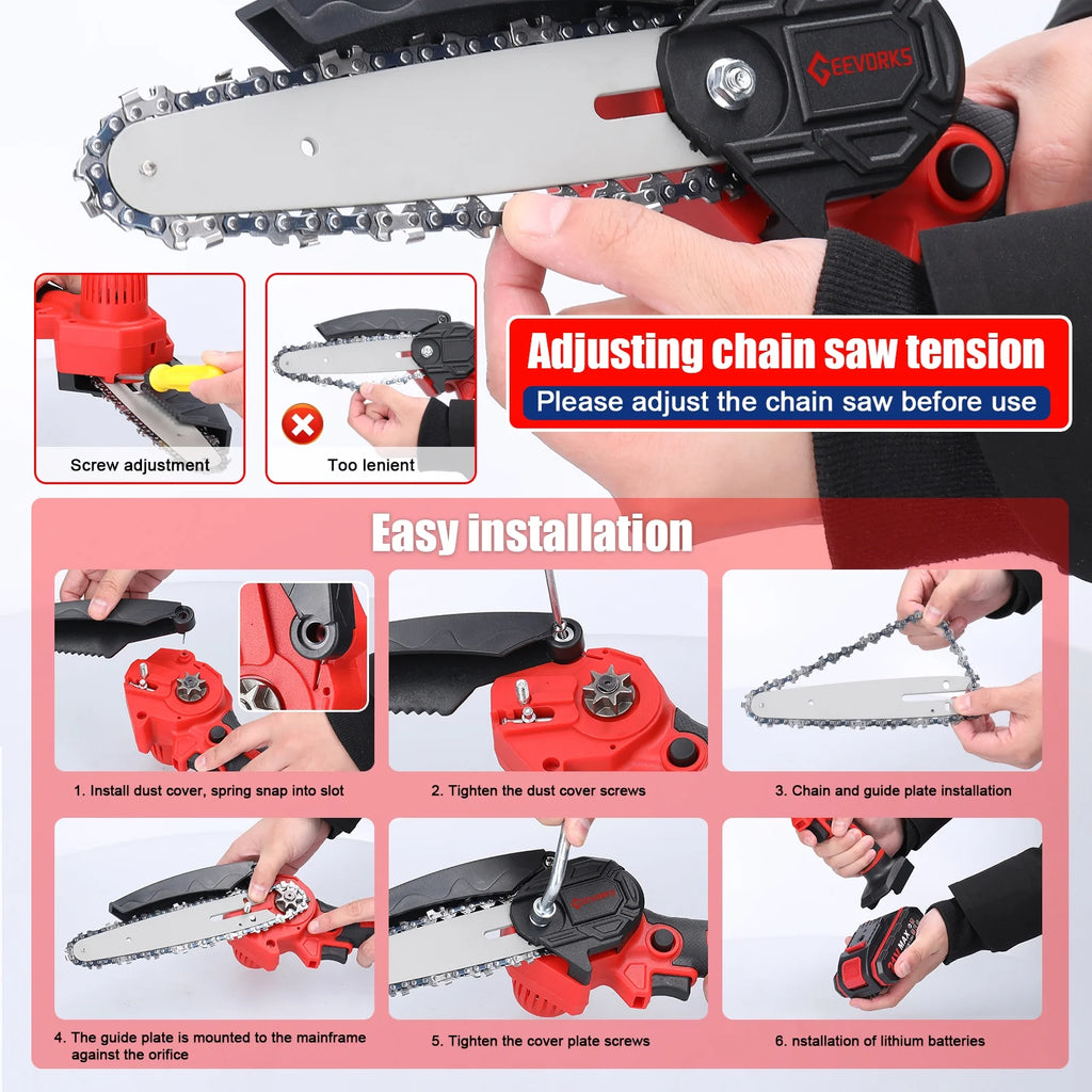 6-inch Cordless Mini Chainsaw with 2 Batteries G34079