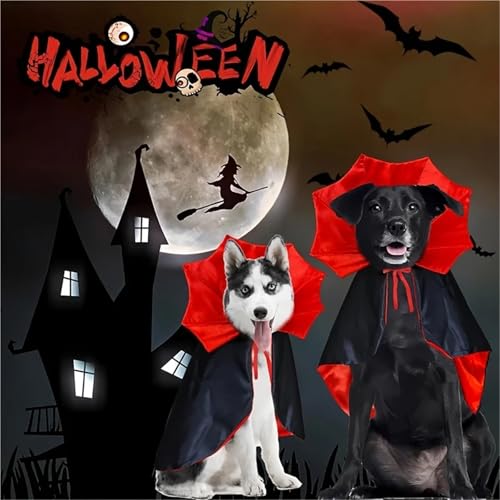 Pet Vampire Cape Cloak 5 Pcs Red Black Adjustable Q285