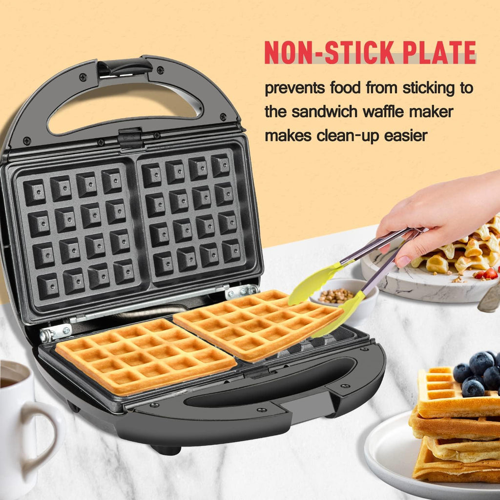 Black 3-in-1 Sandwich Maker and Waffle Iron with Non-stick Plate C2155