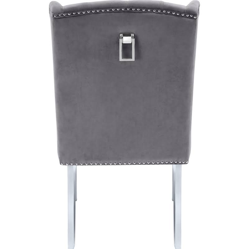 Grey Velvet Chrome Dining Chair (Set of 2) U42026