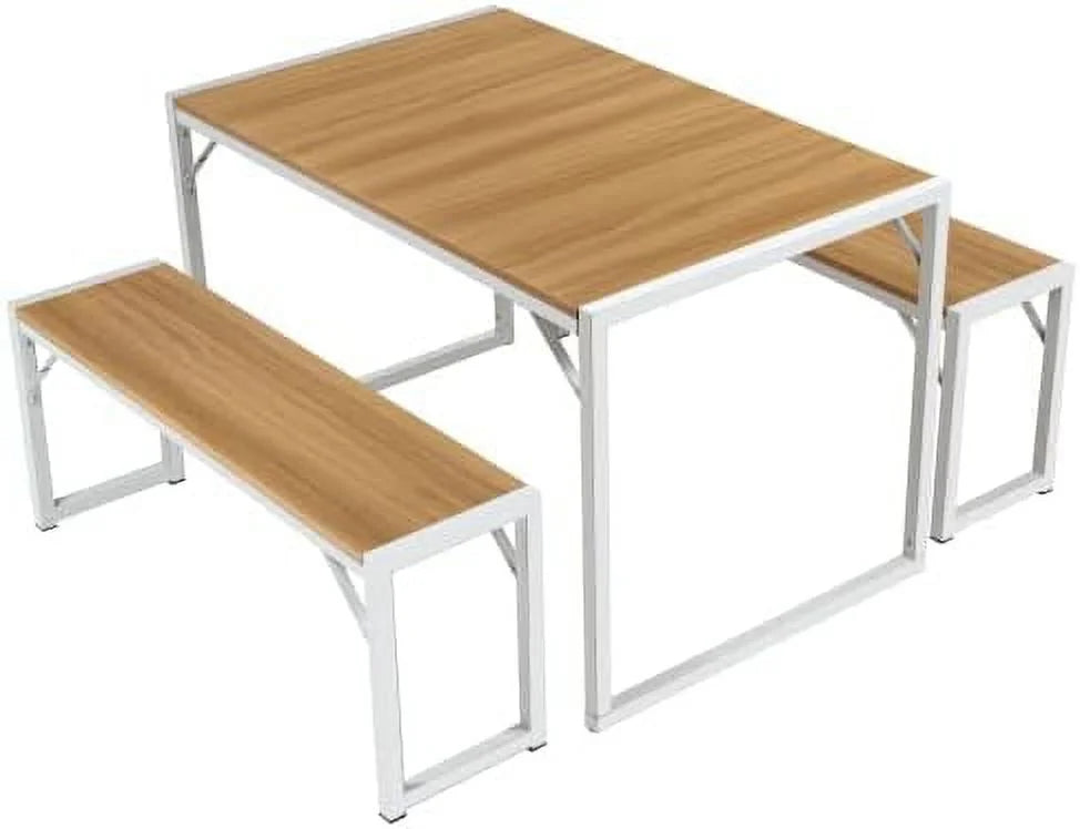 3-Piece Dining Table Set with 2 Benches G801