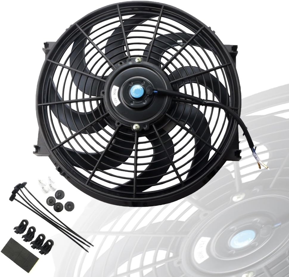 Black 12V Electric Radiator Fan Mounting Kit 14 Inch Set of 2 G4940