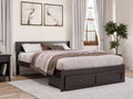 Queen Wood Platform Bed Frame with Foot Drawer Storage A4405