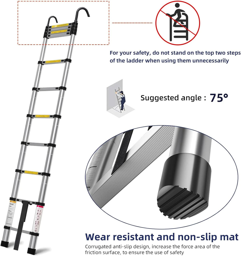 10.5ft Aluminum Telescoping Ladder with Hook M8220