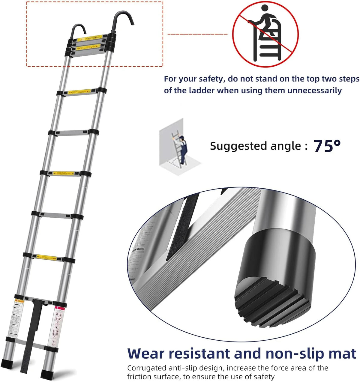 10.5ft Aluminum Telescoping Ladder with Hook M8220
