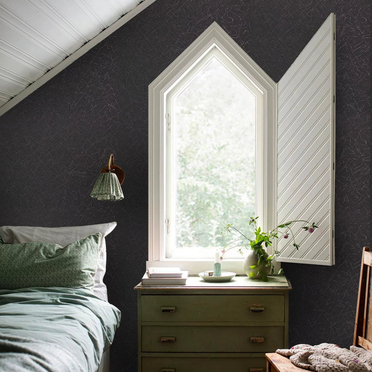 Black Peel and Stick Silk Wallpaper U406493