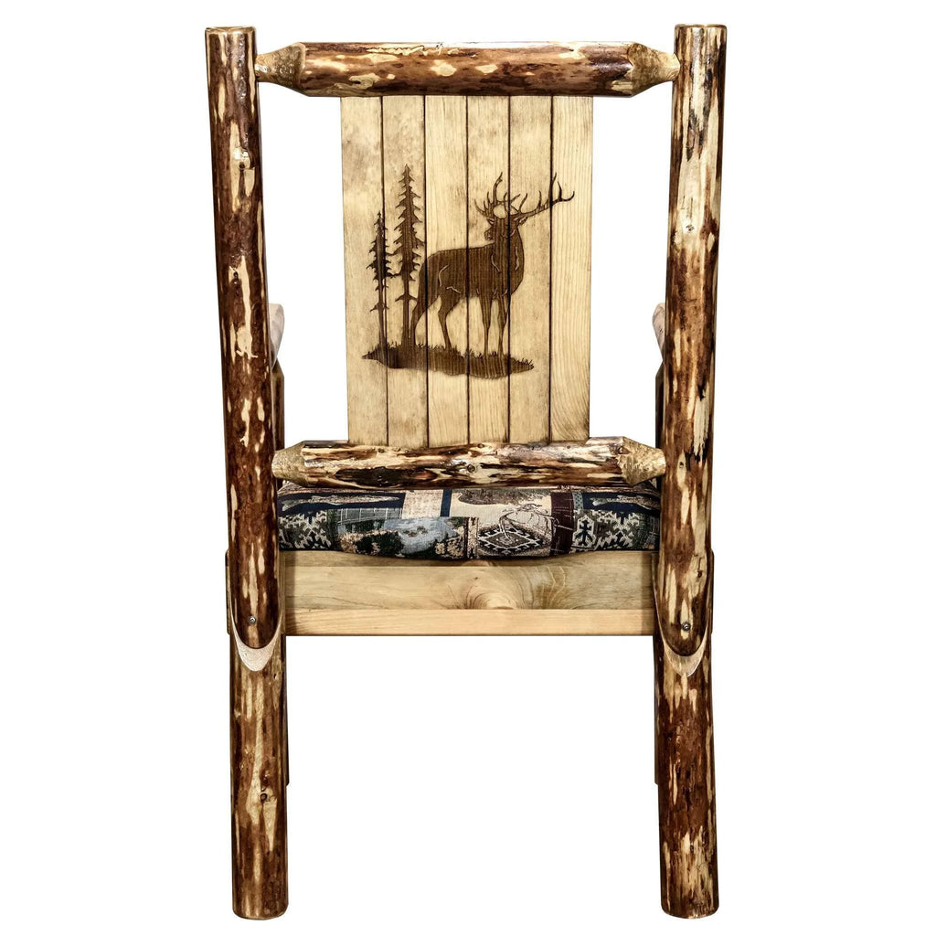 Woodland Upholstery Laser Engraved Elk Design Captain's Chair B46266