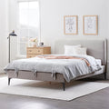 Queen Light Gray Upholstered Platform Bed U7572