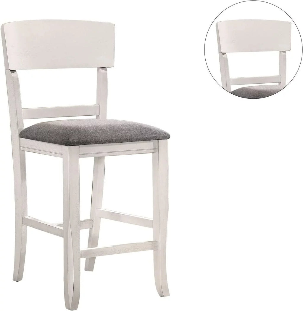 White Set of 6 Counter Height Chairs Light Gray Fabric Seat I652