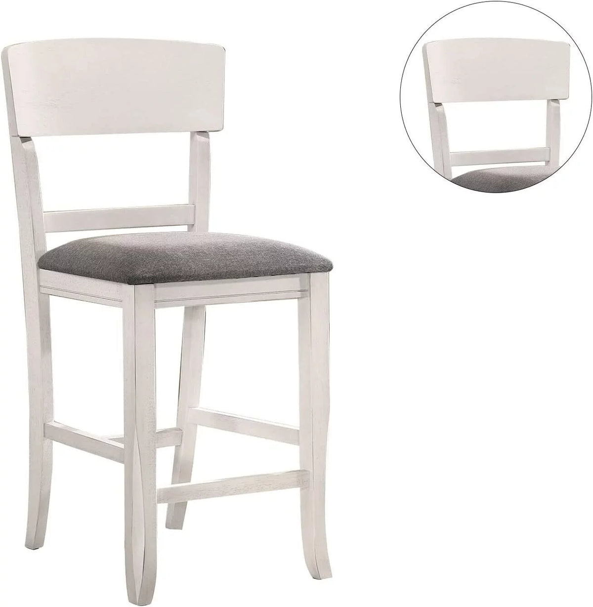 White Set of 6 Counter Height Chairs Light Gray Fabric Seat I652