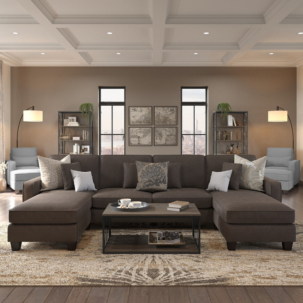 U Shaped Sectional Couch With Reversible Chaise Lounge A390494
