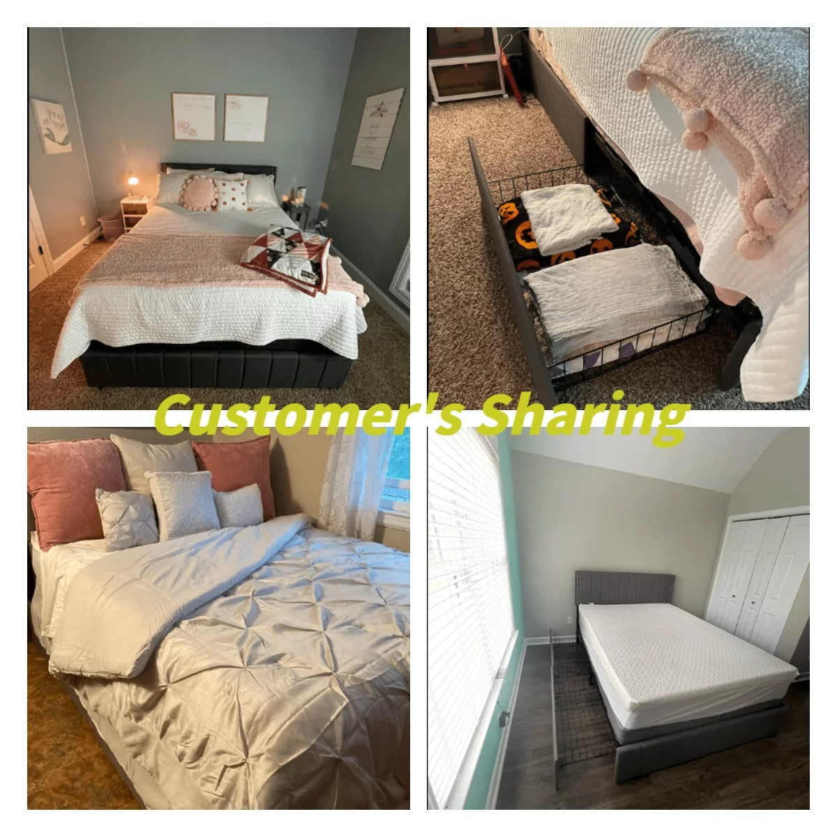Queen Bed Frame with Adjustable Headboard and 4 Storage Drawers A9018
