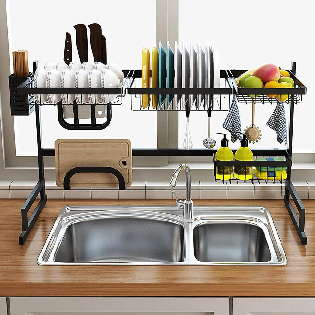 Black 2-Tier Under Sink Organizer with Sliding Drawer O20085