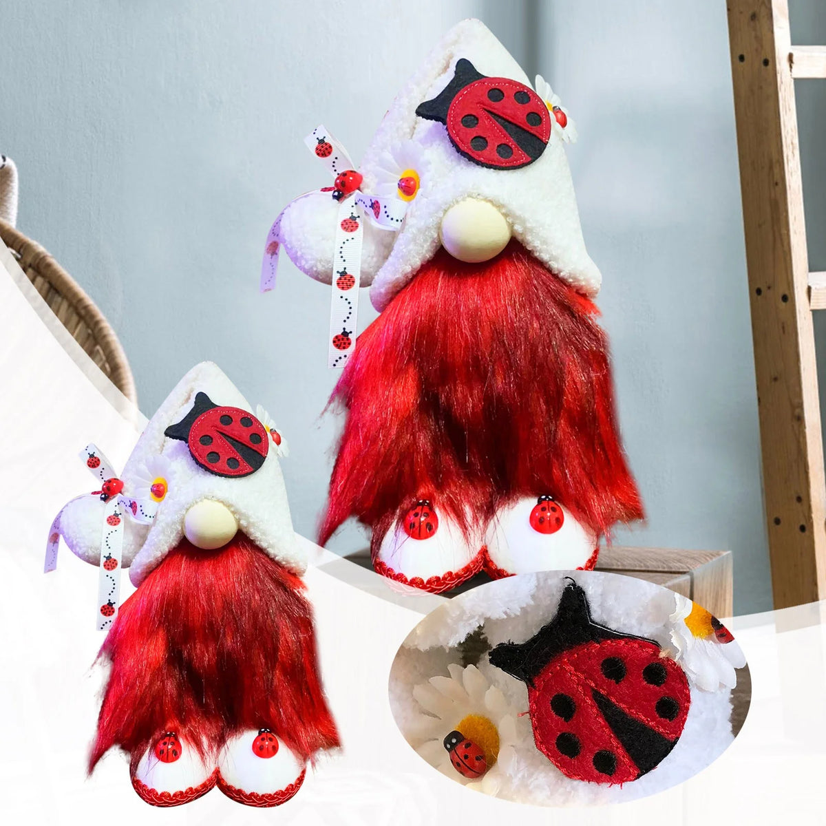 Multi-color Ladybugs Daisy Holiday Ornament Doll Decorations G4412