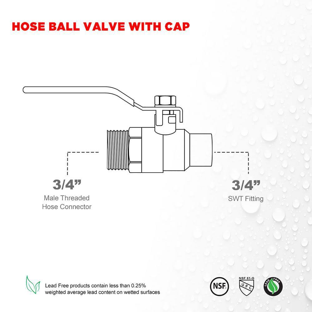3/4 in. Brass Full Port Hose Ball Valve with Chain and Cap (10 Pack) A126545