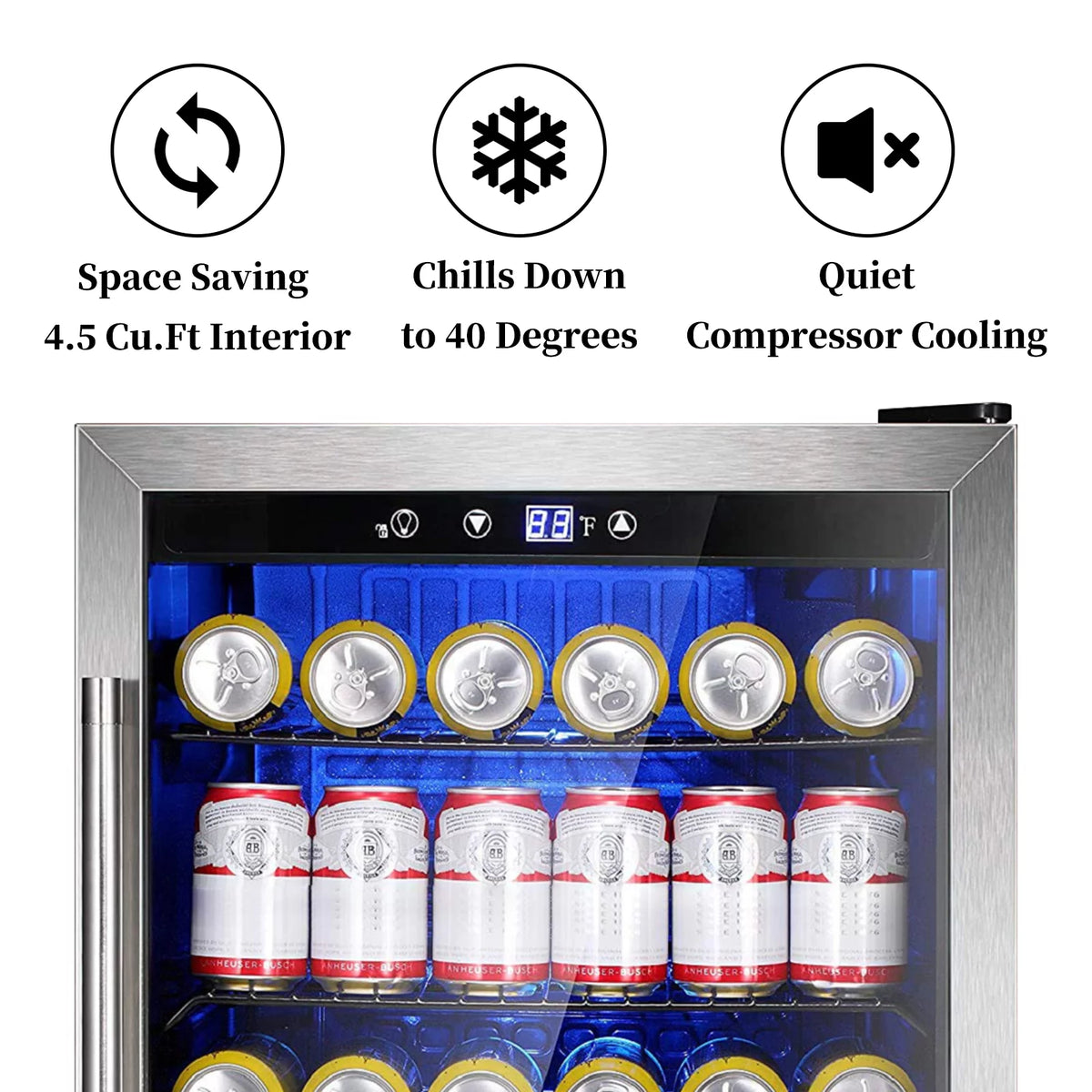 4.4 Cubic Feet 145 Can Beverage Refrigerator Glass Door H904