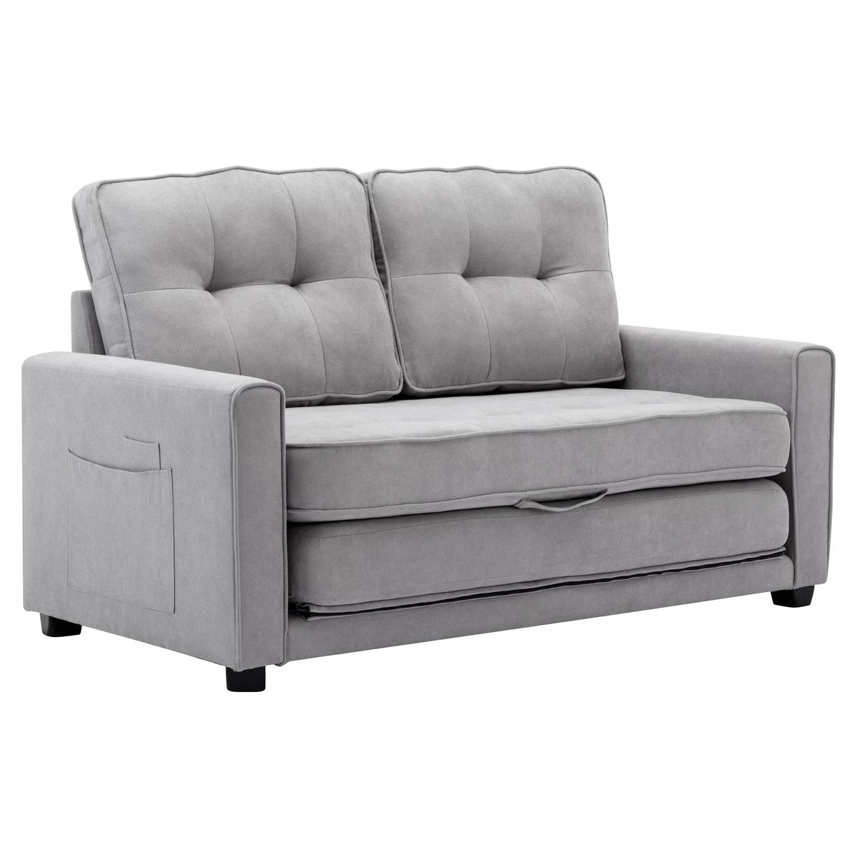 Grey Upholstered Loveseat Sofa with Pull-Out Bed J203082