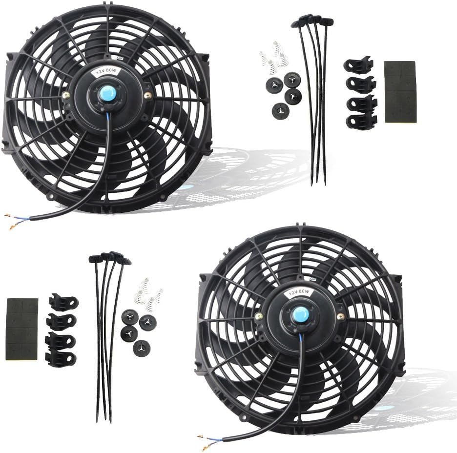 Black 12V Electric Radiator Fan Mounting Kit 14 Inch Set of 2 G4940