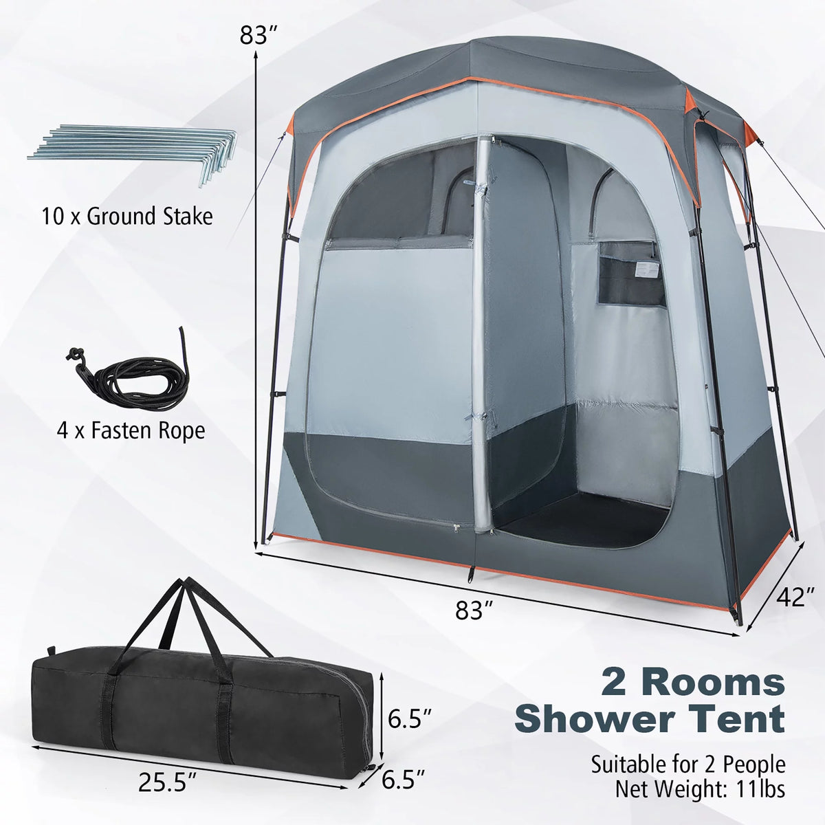 2 Room Oversize Portable Shower Tent R5163