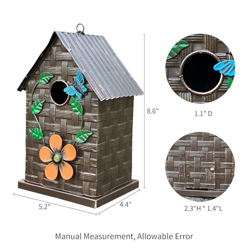 Metal Bird Houses for Outside Hanging, Colorful Hand-Painted Birdhouses G51537