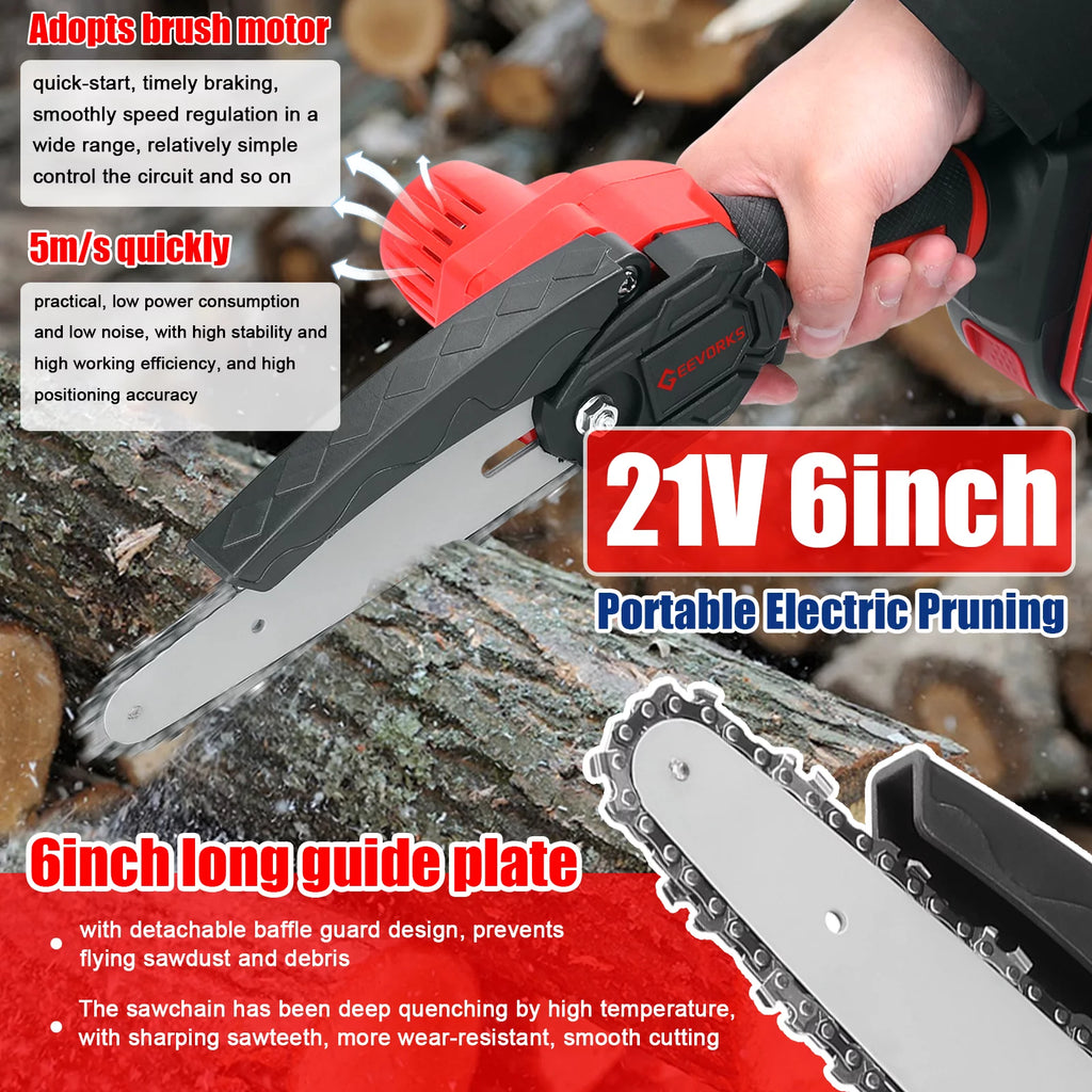 6-inch Cordless Mini Chainsaw with 2 Batteries G34079