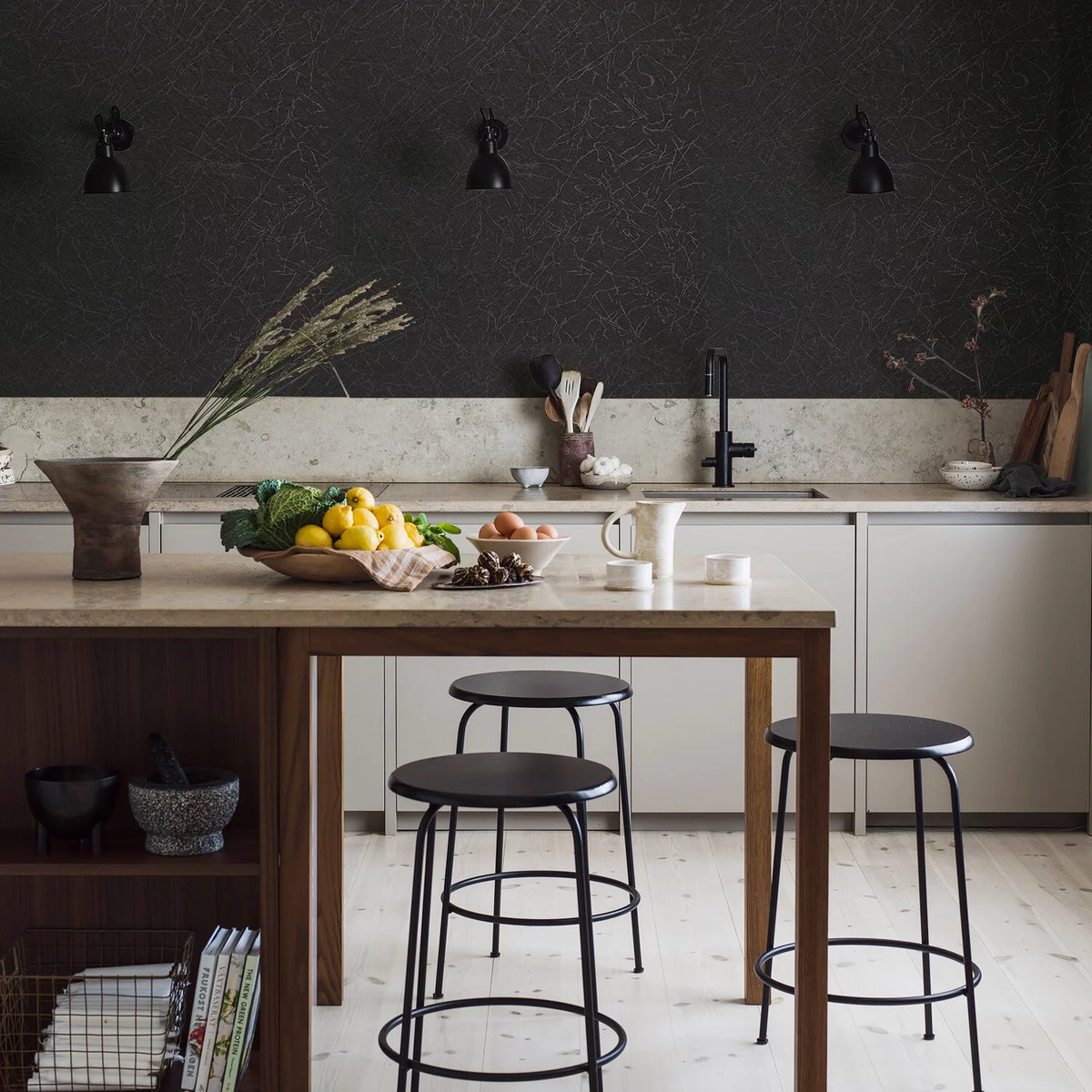 Black Peel and Stick Silk Wallpaper U406493