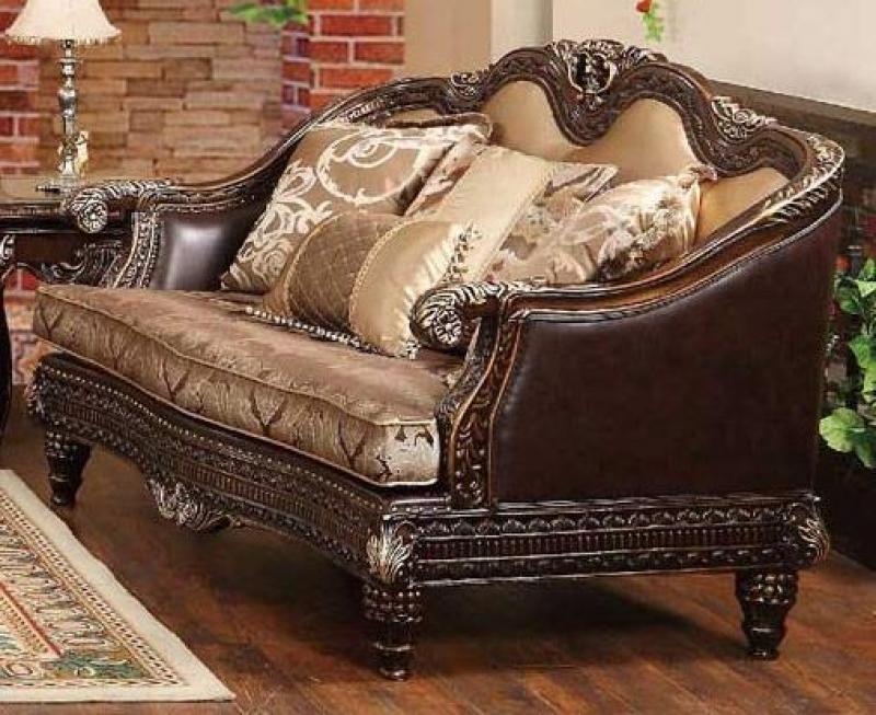 Cherry Finish Wood Sofa & Loveseat Set 2Pcs A5994