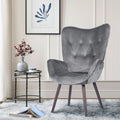 Gray Velvet Tufted Wing Back Accent Chair Q611