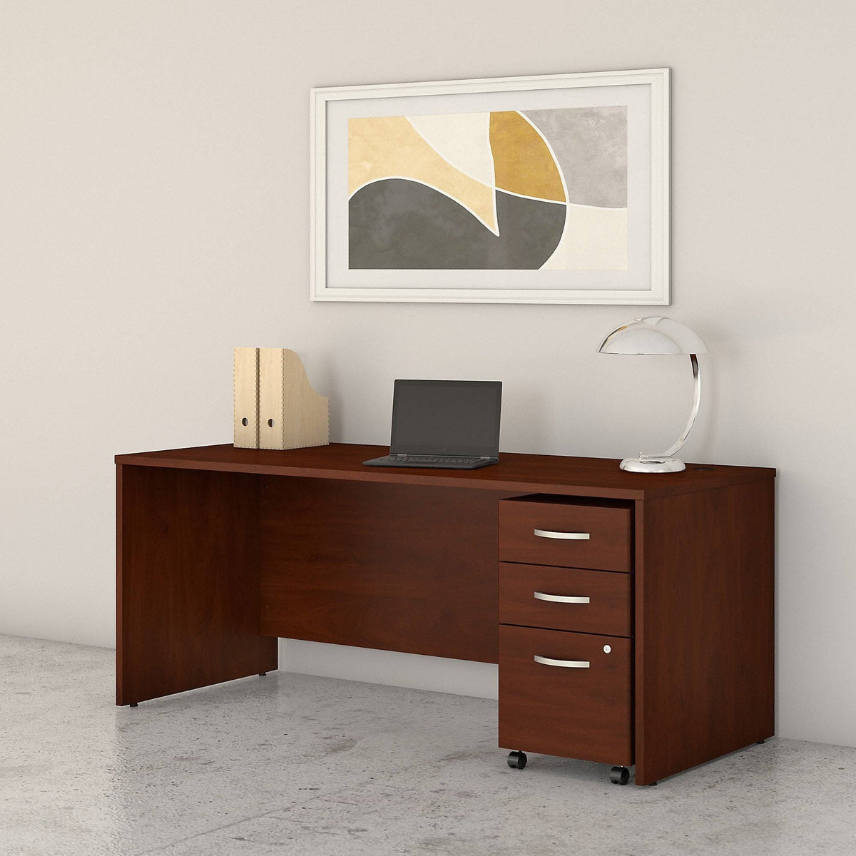 72w x 30D Office Desk with Mobile File Cabinet U9486