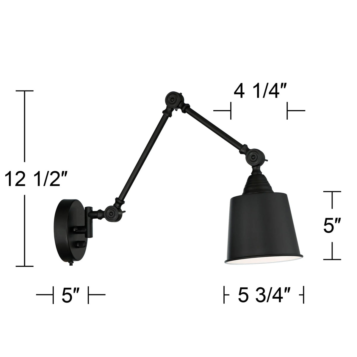 Black Metal Plug-in Wall Lamps Set of 2 T827