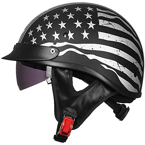 Half Helmet Motorcycle Open Face Sun Visor DOT Approved L771