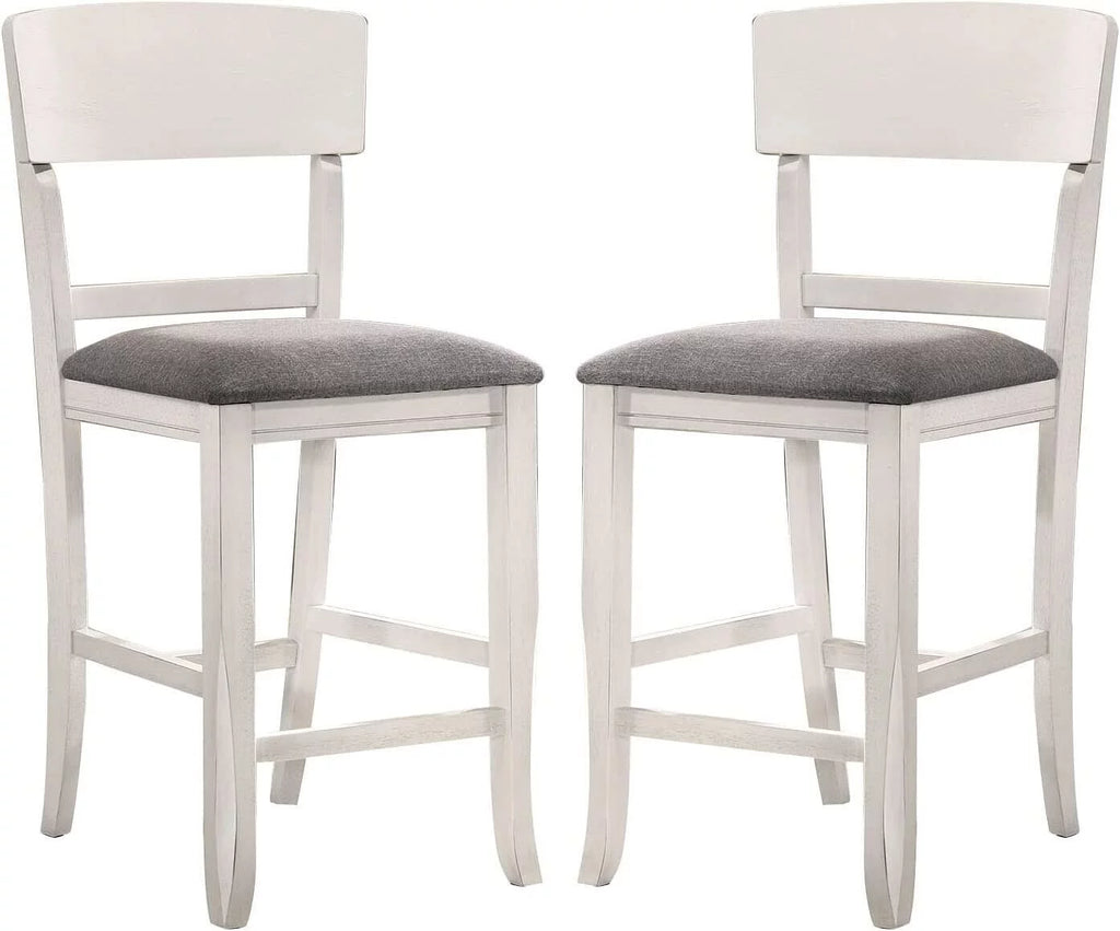 White Set of 6 Counter Height Chairs Light Gray Fabric Seat I652