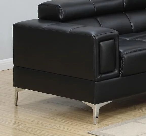 Black Faux Leather Sofa and Loveseat 2pc Set H7163