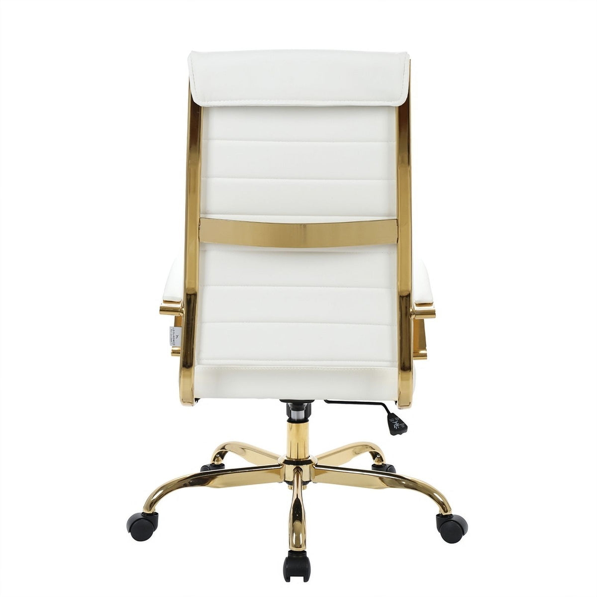 Modern Faux Leather High-Back Office Chair in White/Gold Q469
