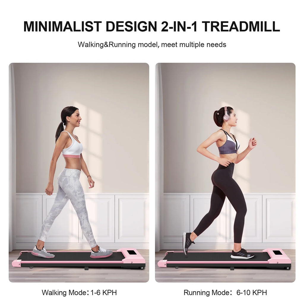 Portable Motorized Treadmill 6.25MPH 265 Lb Capacity Pink H25564