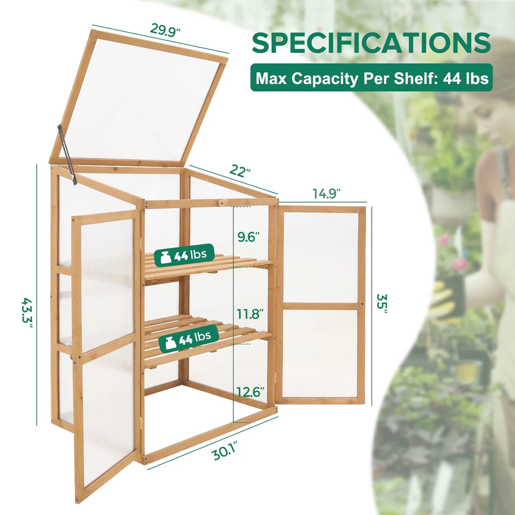 Cold Frame Greenhouse with Adjustable Shelves A6281