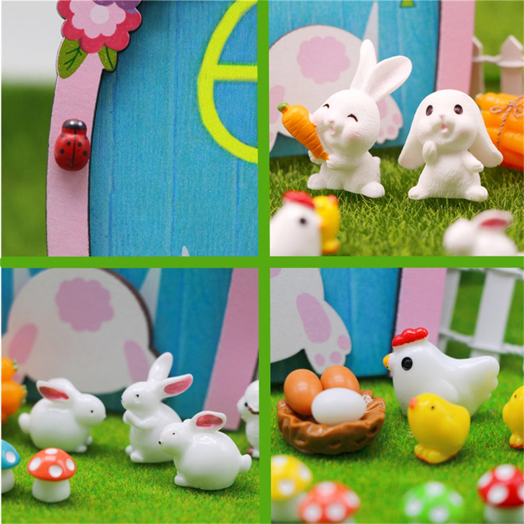 Dollhouse Miniature Rabbit Door Model Accessories Props E7686
