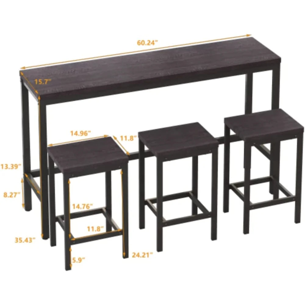 Kitchen Dining Table Set with 3 Stools X610