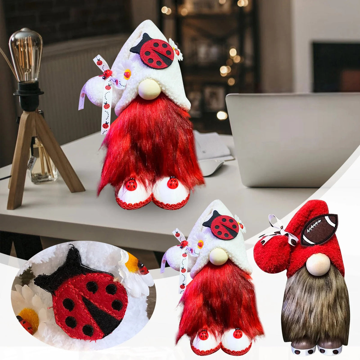 Multi-color Ladybugs Daisy Holiday Ornament Doll Decorations G4412