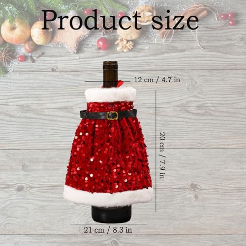 Christmas Red Sequin Wine Bottle Cover Y862
