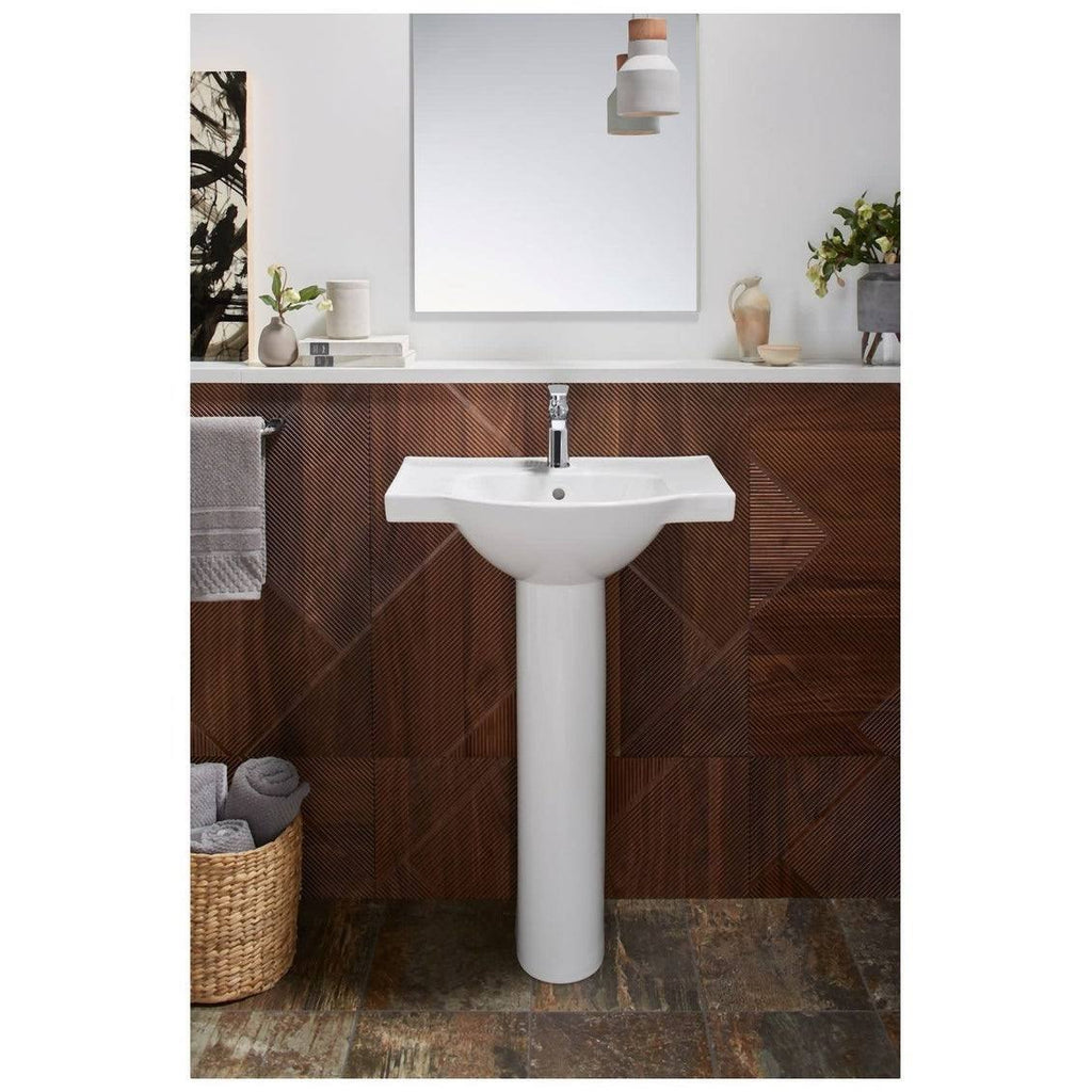 24 In. Pedestal Bathroom Sink Basin with Single Faucet Hole, Thunder Grey H432