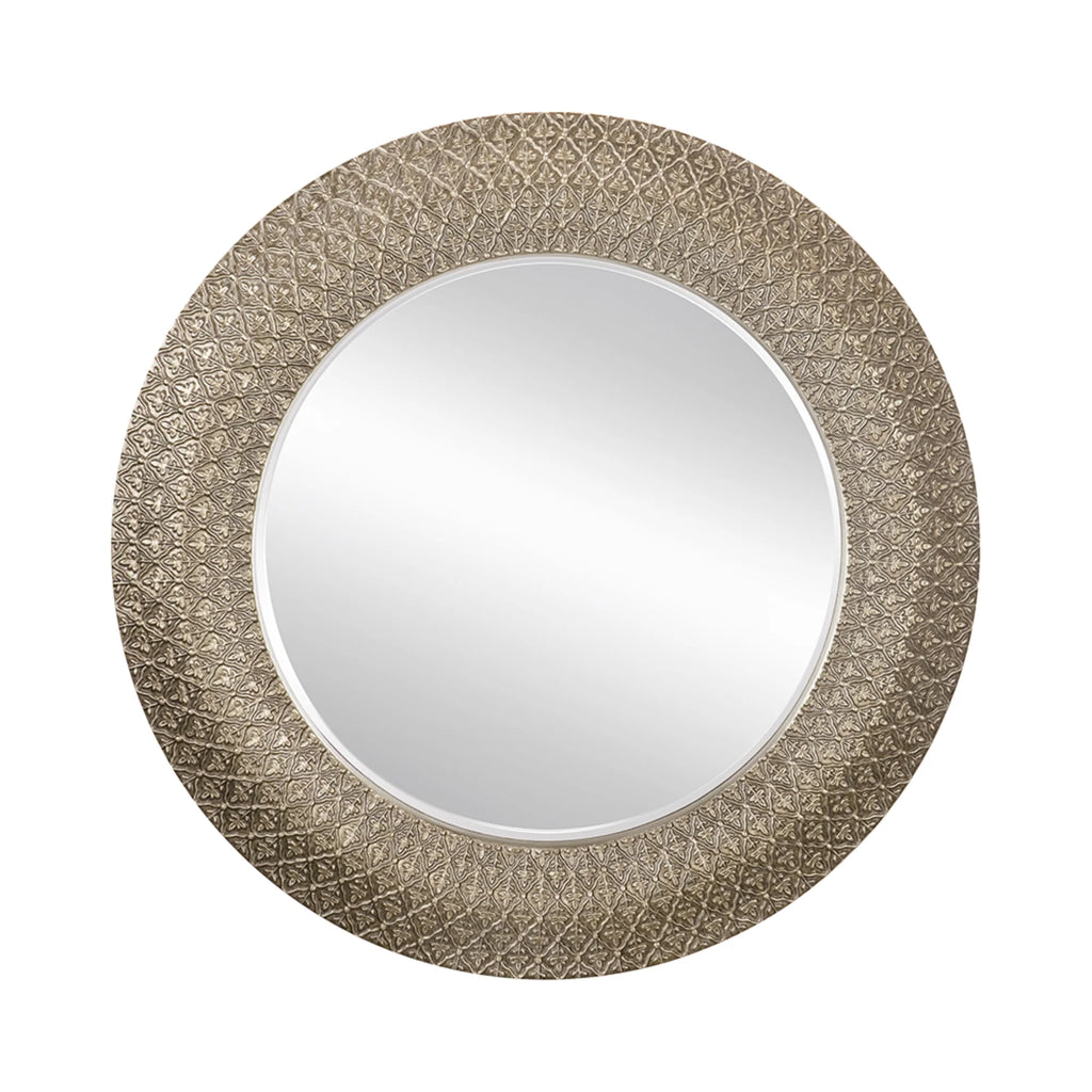 Large Round Wall Mirror with 3D Sculpted Wide Frame B9692