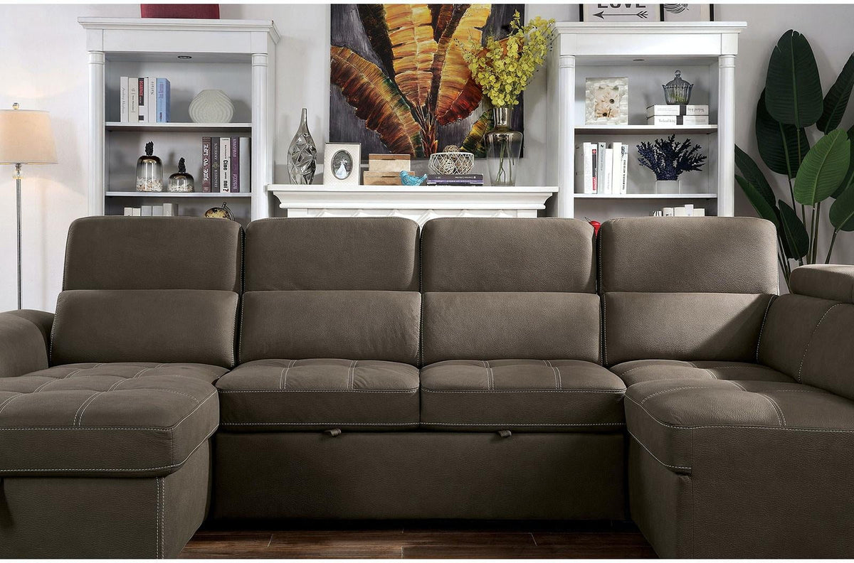 Light Brown Nabuck Sectional Sofa N387