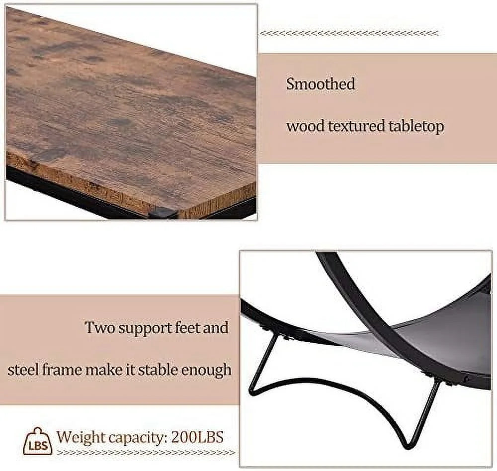 48" Demilune Shape Console Table with Open Shelf Rustic Brown R226229