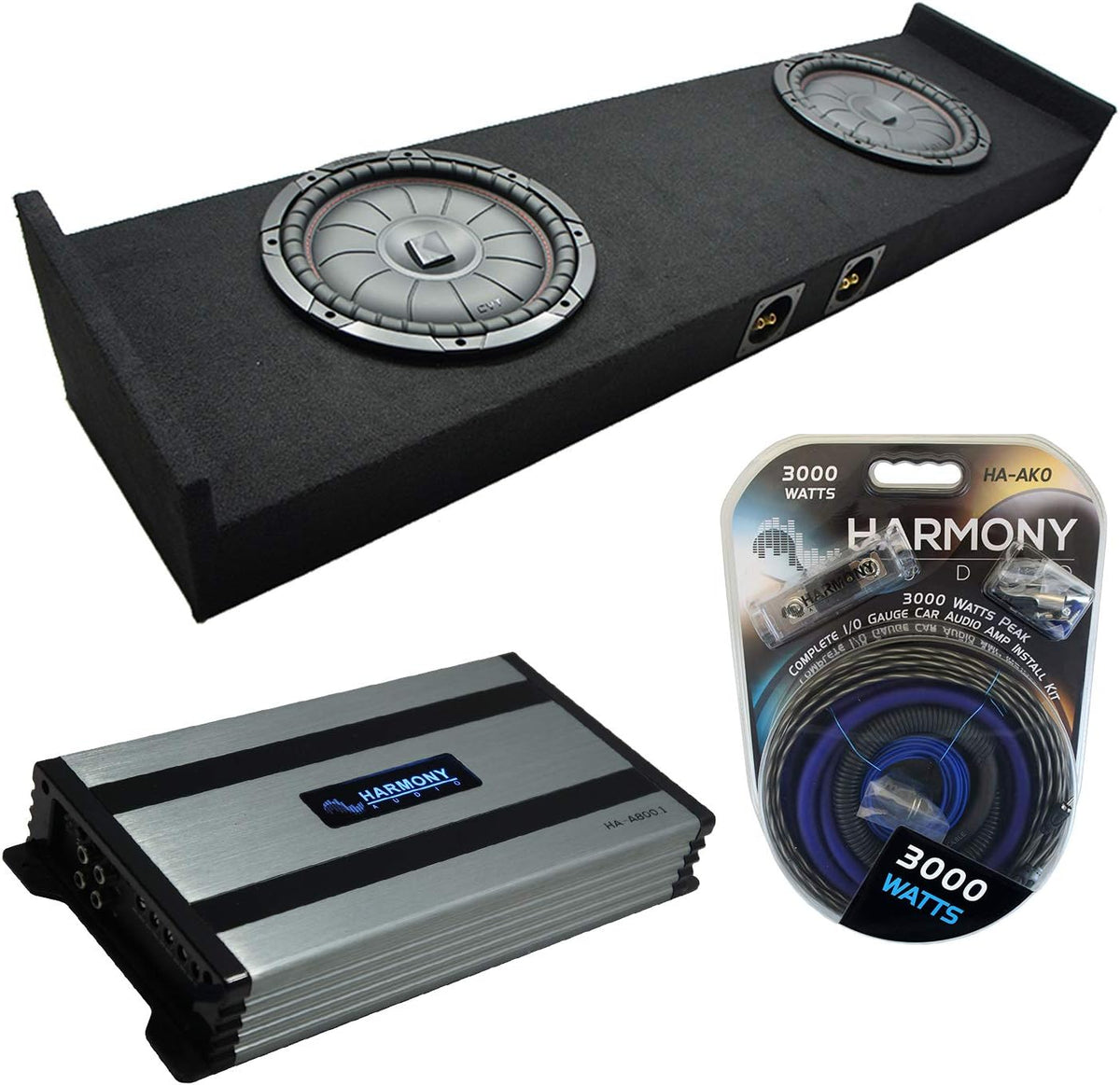 Kicker CVT12 Subwoofer with Amplifier and Dual 12" Sub Box Enclosure B13790