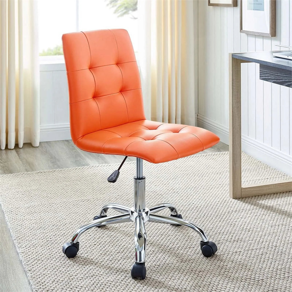 Modern Faux Leather Armless Office Chair in Orange H1719