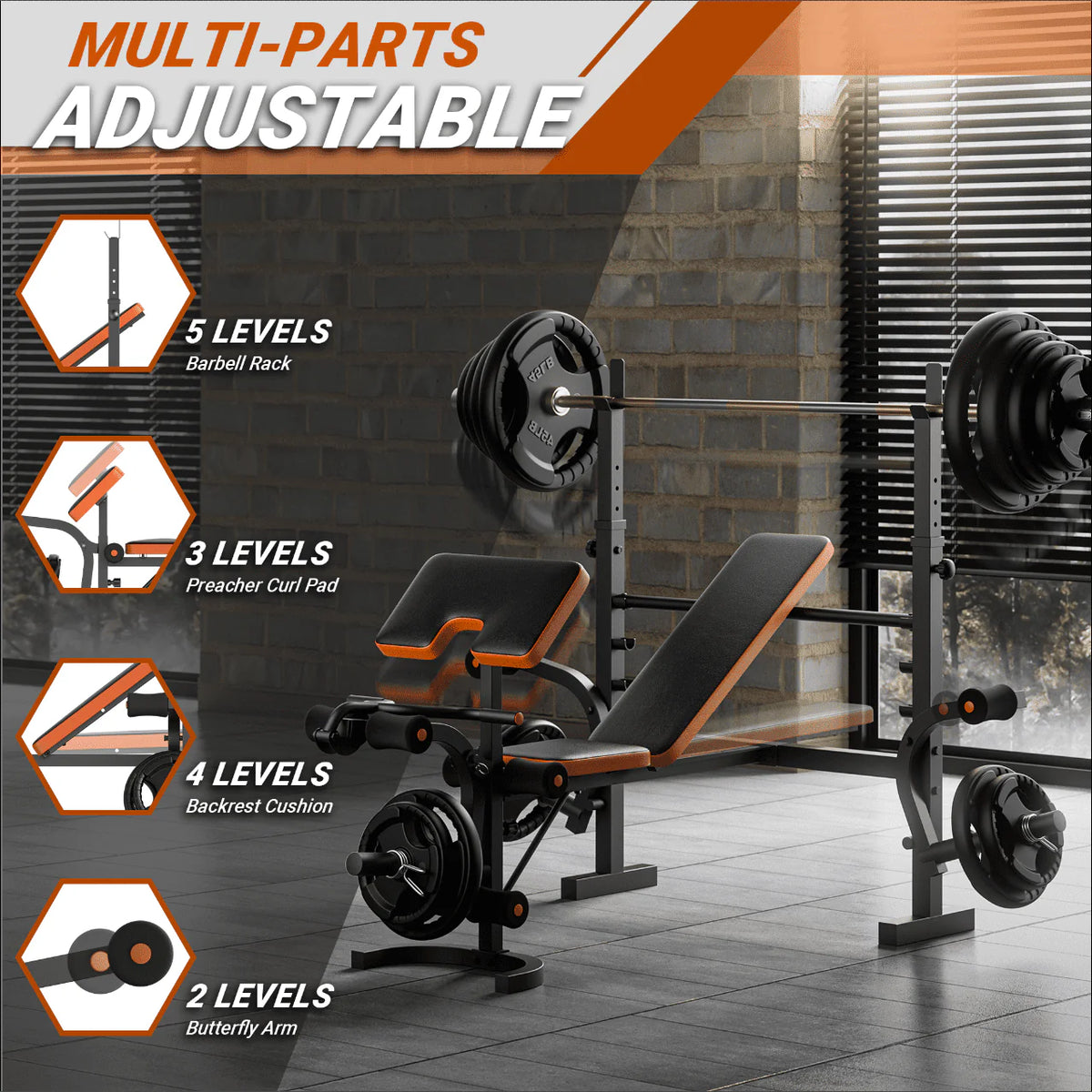 6 Positions Adjustable Foldable Weight Bench R85099