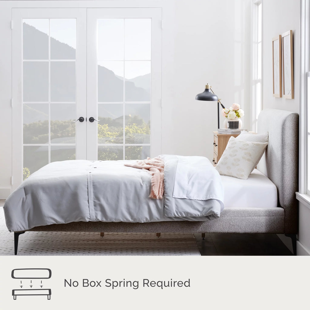 Queen Light Gray Upholstered Platform Bed U7572