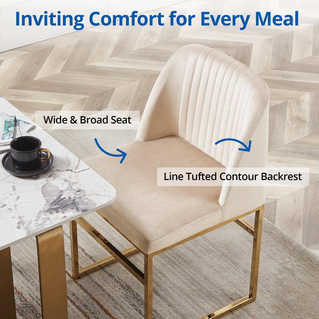 Set of 2 Upholstered Velvet Dining Chairs with Gold Metal Base A3561