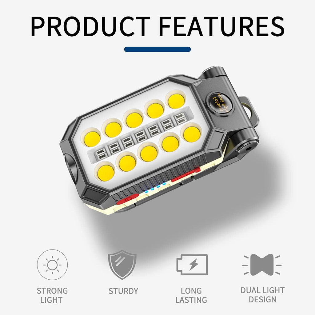 LED Work Light, COB Rechargeable Flashlight with Magnetic Base & Hanging Hook, Pack of 2 P29236